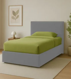 Letti E Comodini|Letto piazza e mezza contenitore "zoom" in tessuto perla 120x190 cm