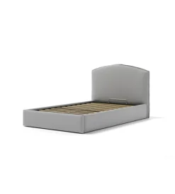 Letti E Comodini|Letto piazza e mezza contenitore "moon" in ecopelle grigio 120x190 cm