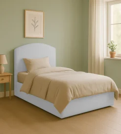 Letti E Comodini|Letto piazza e mezza contenitore "moon" in tessuto bianco 120x190 cm
