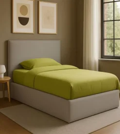 Letti E Comodini- Letto piazza e mezza contenitore "zoom" in ecopelle grigio 120x190 cm