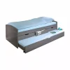 Letti E Comodini|Letto singolo con 3 cassetti e letto estraibile in pino grigio 90x200 cm