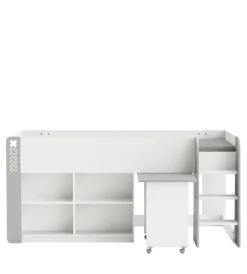Letti E Comodini|Letto singolo con scrivania estraibile bianco 210,3x124,2x97,8 cm