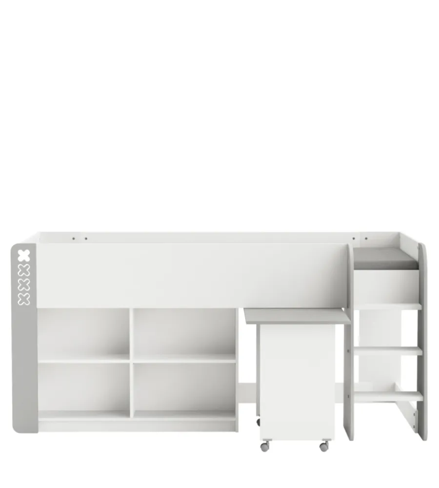 Letti E Comodini|Letto singolo con scrivania estraibile bianco 210,3x124,2x97,8 cm