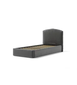 Letti E Comodini|Letto singolo contenitore "moon" in tessuto grigio 90x190 cm