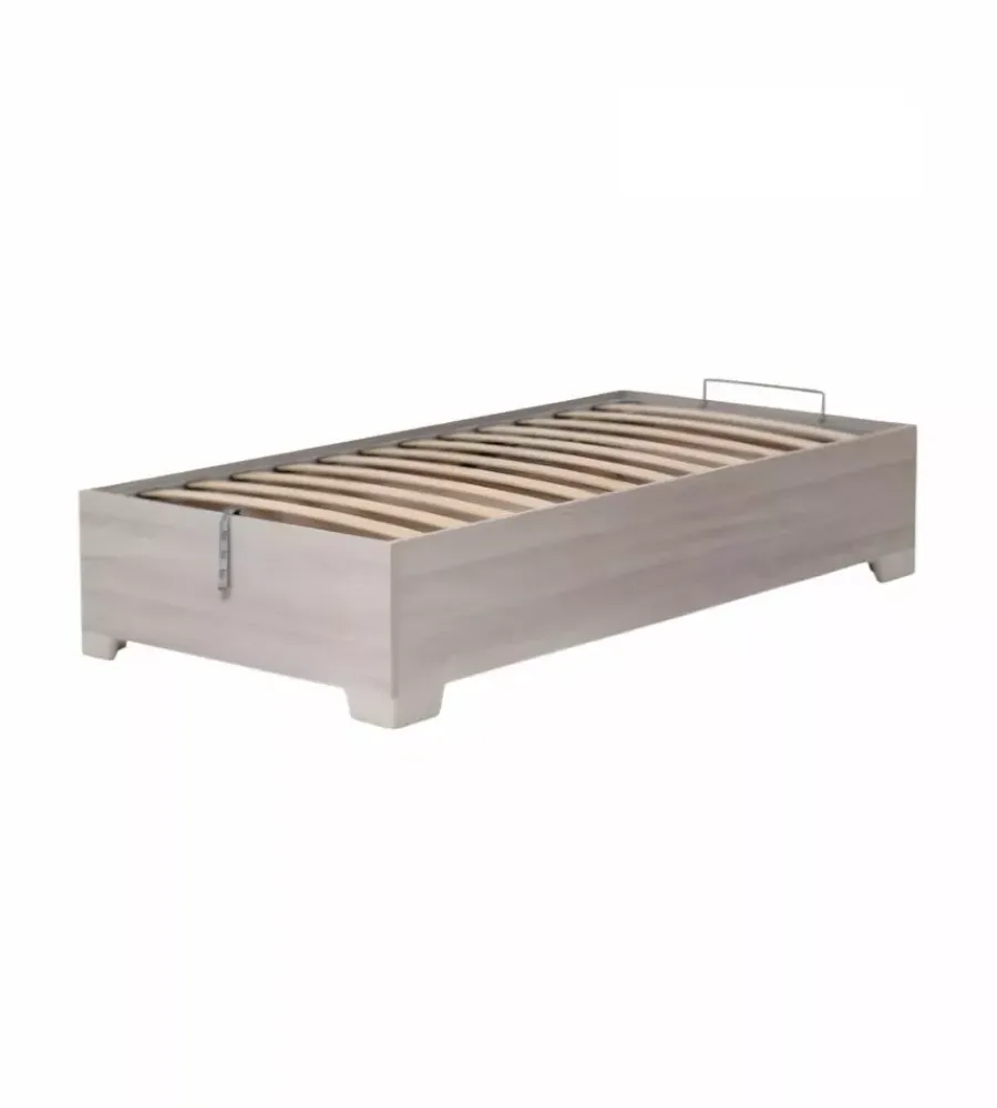 Letti E Comodini|Letto singolo contenitore con piedini "bed box" olmo naturale 90x190 cm