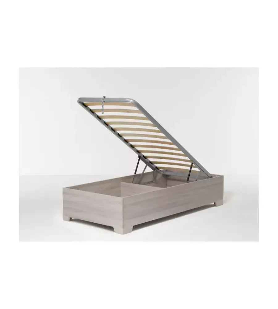 Letti E Comodini|Letto singolo contenitore con piedini "bed box" olmo naturale 90x190 cm