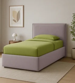 New Letto singolo contenitore "zoom" in tessuto rosa 90x190 cm Letti E Comodini