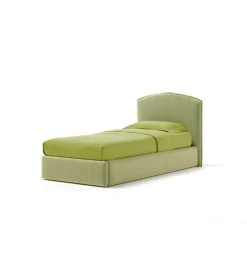 Letti E Comodini|Letto singolo contenitore "moon" in tessuto verde 90x190 cm