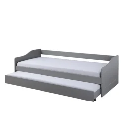 New Letto singolo grigio e letto estraibile con funzione divano 97x208x62 cm Letti E Comodini