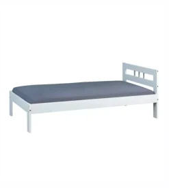 Clearance Letto singolo in pino massello bianco 96x206x72 cm Letti E Comodini