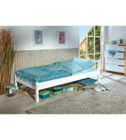 Letti E Comodini|Letto singolo in pino massello bianco 90x190 cm