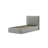 Letti E Comodini|Letto singolo "zoom" in tessuto colore perla con rete e contenitore, 90x190 cm