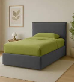 Online Letto una piazza e mezza "zoom" in tessuto colore grigio con rete e contenitore, 120x190 Letti E Comodini