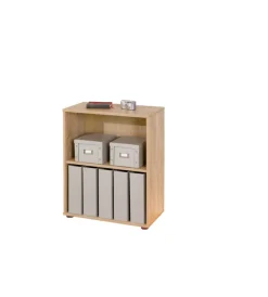 Librerie|Libreria 2 livelli in laminato rifinito rovere, 60x75x30 cm