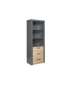 Librerie|Libreria 3 ripiani e 3 cassetti grigio e quercia, 68,6x41,6x190 cm