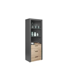 Librerie|Libreria 3 ripiani e 3 cassetti grigio e quercia, 68,6x41,6x190 cm