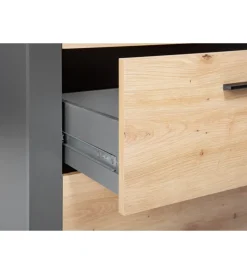 Librerie|Libreria 3 ripiani e 3 cassetti grigio e quercia, 68,6x41,6x190 cm