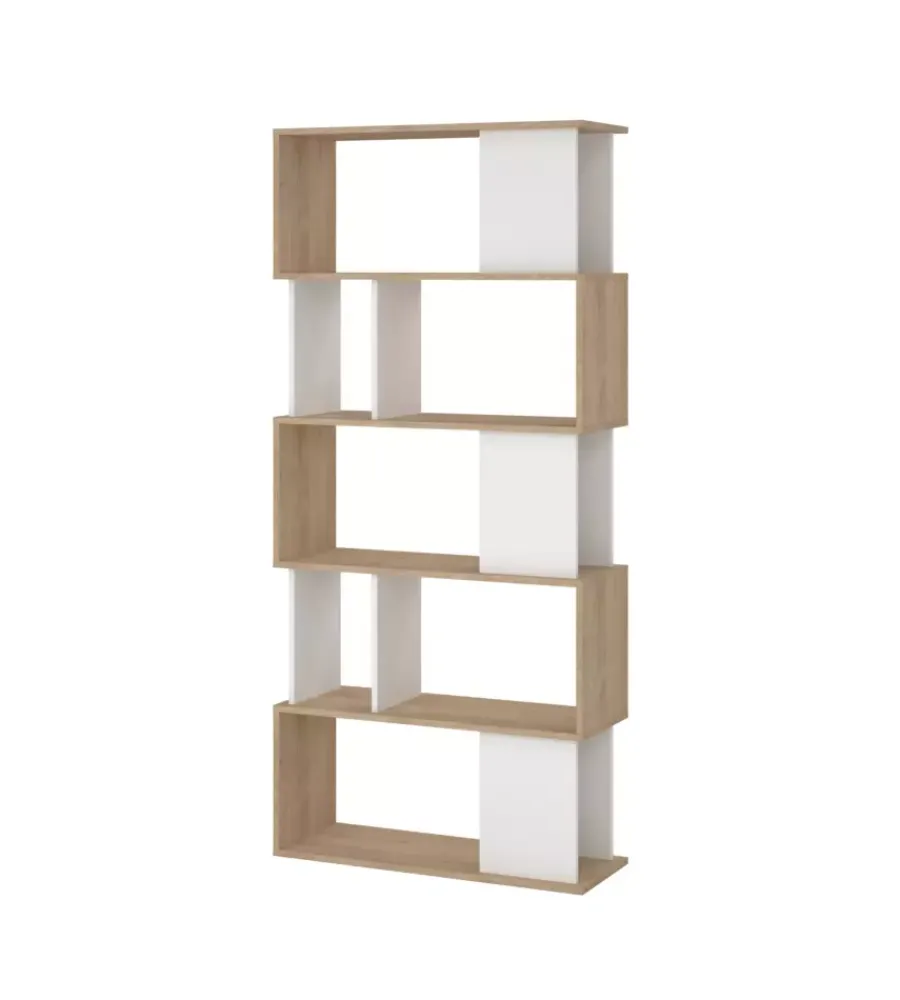 Libreria 5 ripiani "labirinto" bianco quercia 80x29,5x173,5 cm Librerie