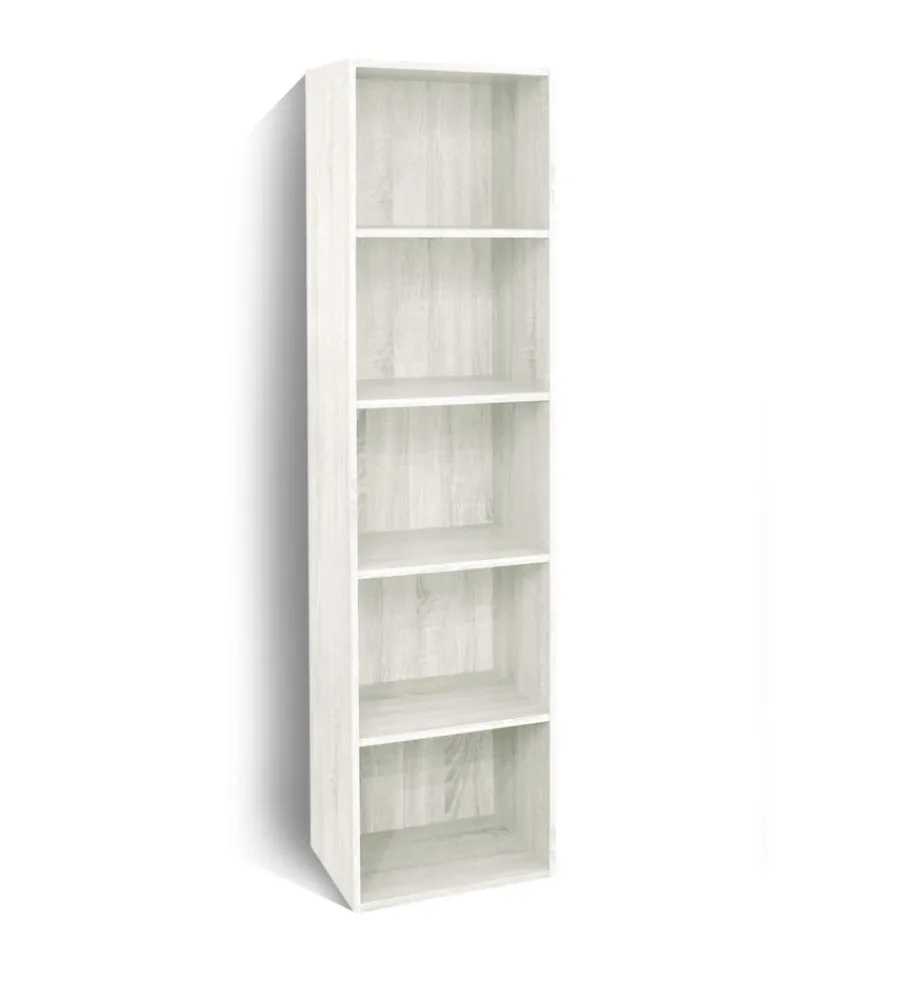 Librerie- Libreria 4 ripiani "ready 2" rovere bianco 40x29x172 cm
