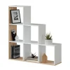 Librerie- Libreria a scaletta bianco e quercia 108x28x110 cm