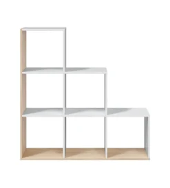 Librerie- Libreria a scaletta bianco e quercia 108x28x110 cm