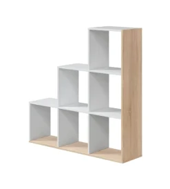 Librerie- Libreria a scaletta bianco e quercia 108x28x110 cm