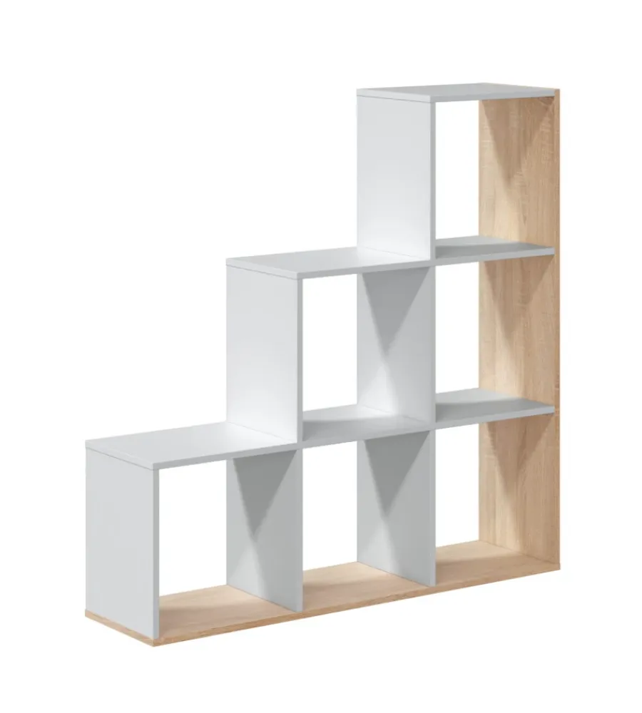Librerie- Libreria a scaletta bianco e quercia 108x28x110 cm