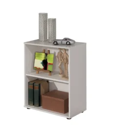 Librerie|Libreria con 2 ripiani laminato bianco, 60x75x30 cm