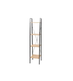 New Libreria con 4 ripiani legno e metallo nero, 34x32,5x148 cm Librerie