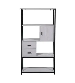 Mobili Da Ingresso-BellaHome Libreria con cassetti "industrial" grigio 80x30x160 cm