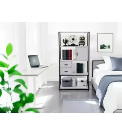 Mobili Da Ingresso-BellaHome Libreria con cassetti "industrial" grigio 80x30x160 cm