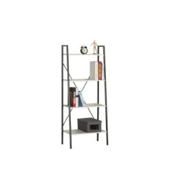 Best Libreria in metallo bianca e grigia con 4 ripiani, 60x32x148 cm Librerie