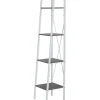 Librerie- Libreria in metallo bianca e cemento con 4 ripiani, 34x32x148 cm