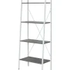 Librerie- Libreria in metallo bianco e ripiani in cemento, 60x32x148 cm