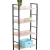 Librerie|Libreria in metallo nero e legno con 4 ripiani, 60x27,6x126 cm