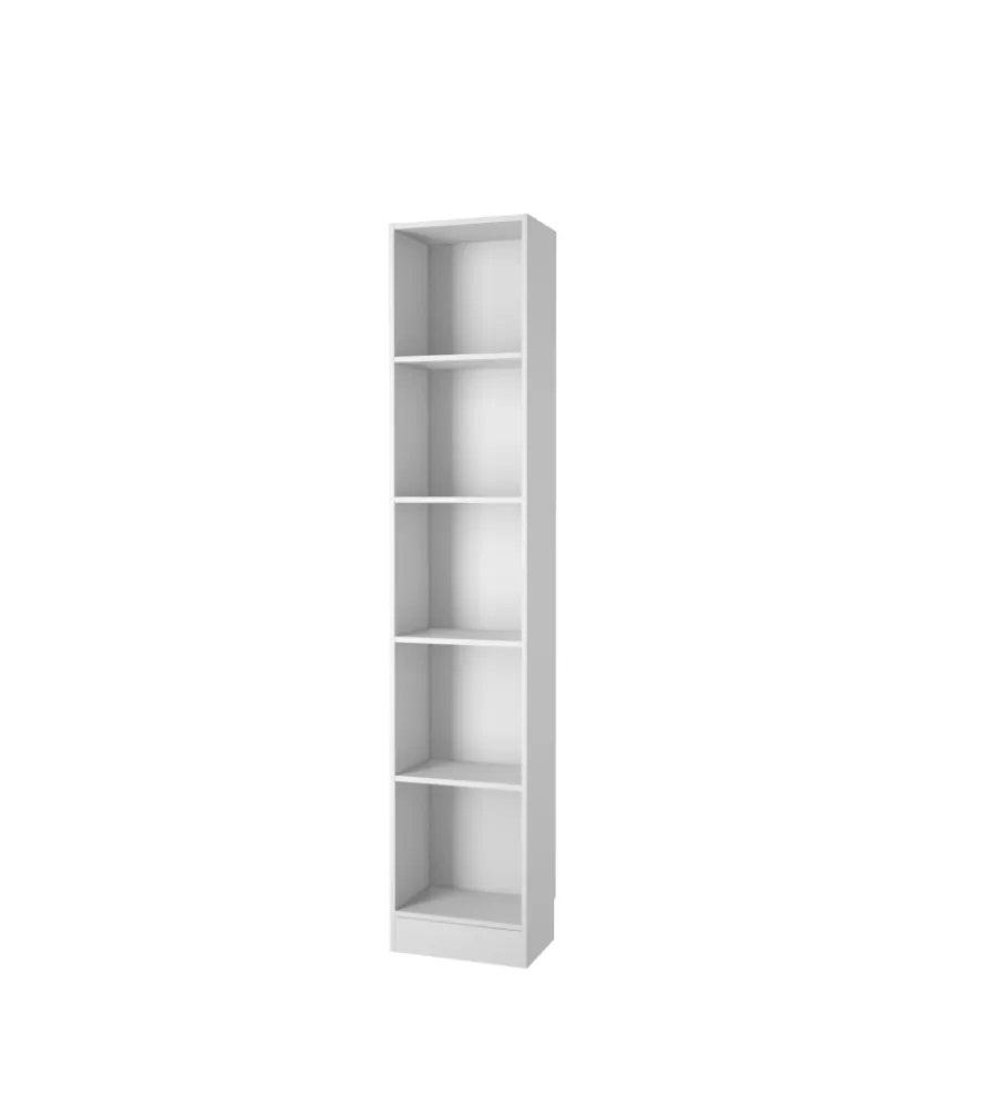 Librerie|Libreria stretta con 4 ripiani - tinta bianco - 40.6x26.7x204 cm.