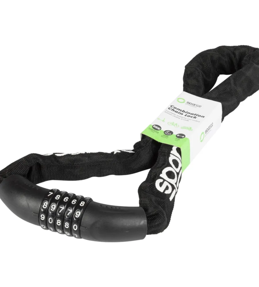 Sale Lucchetto a catena per bicicletta nero con combinazione Bici