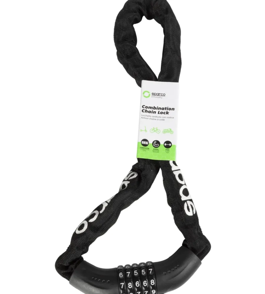Sale Lucchetto a catena per bicicletta nero con combinazione Bici