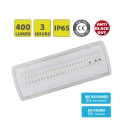 Velamp Illuminazione Per Interno|Luce di emergenza da parete - stenny - 400 lumen - ip65