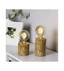 Outlet Lumetto "trabo" con base in pino h10 cm, e27 Illuminazione Per Interno