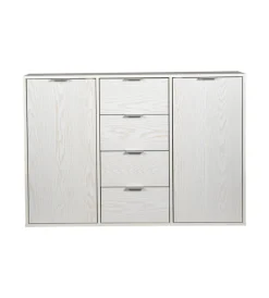 Online Madia 2 ante e 4 cassetti "kristy" bianco venato 116x35x80 cm Credenze E Buffet