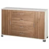 Sarmog Mobili Multiuso|Madia 2 ante e 4 cassetti bianco e noce, 136x41x86 cm