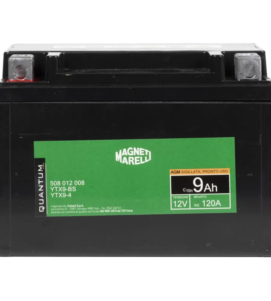 Elettrico- Magneti marelli batteria moto e scooter 9ah 12v 120a tecnologia agm sigillata polo positivo sinistro