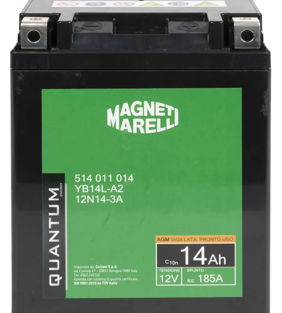 Elettrico- Magneti marelli batteria moto e scooter 14ah 12v 185a tecnologia agm sigillata polo positivo destro