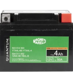 Elettrico- Magneti marelli batteria moto e scooter 4ah 12v 50a tecnologia agm sigillata polo positivo destro
