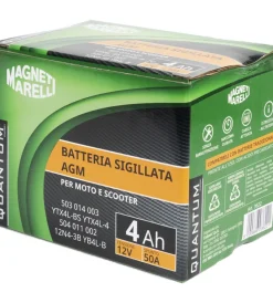 Elettrico- Magneti marelli batteria moto e scooter 4ah 12v 50a tecnologia agm sigillata polo positivo destro