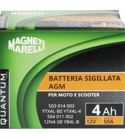 Elettrico- Magneti marelli batteria moto e scooter 4ah 12v 50a tecnologia agm sigillata polo positivo destro