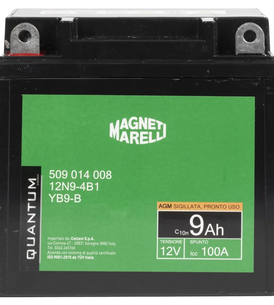 Elettrico- Magneti marelli batteria moto e scooter 9ah 12v 100a tecnologia agm sigillata polo positivo sinistro