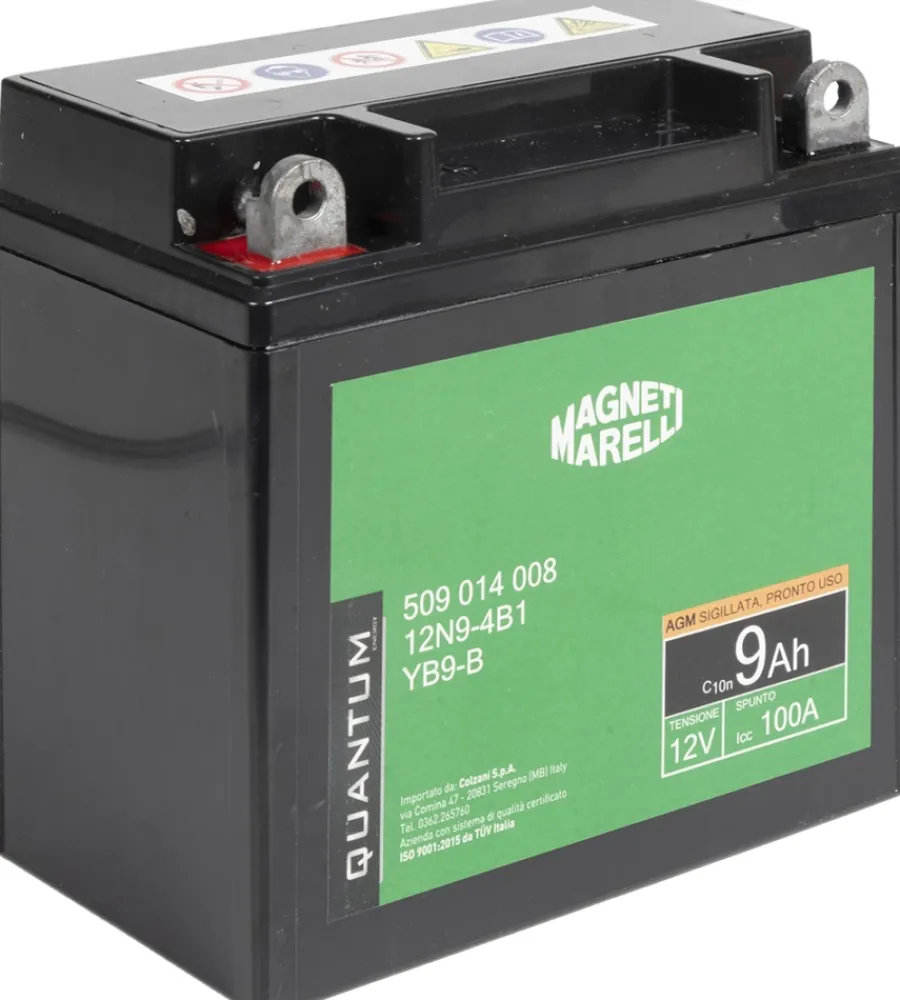 Elettrico- Magneti marelli batteria moto e scooter 9ah 12v 100a tecnologia agm sigillata polo positivo sinistro