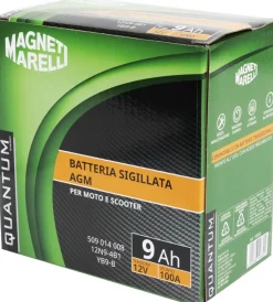Elettrico- Magneti marelli batteria moto e scooter 9ah 12v 100a tecnologia agm sigillata polo positivo sinistro